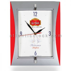 ساعت دیواری تبلیغاتی زعفران بهرامن ابعاد 34 مستطیل